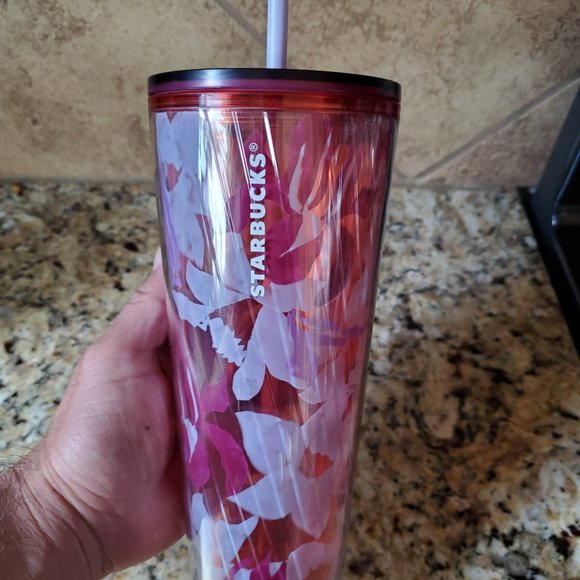 Starbucks Spring 2021 Plum Purple Pink Floral Acrylic Cold Cup Tumbler.   This l - Picture 3 of 5